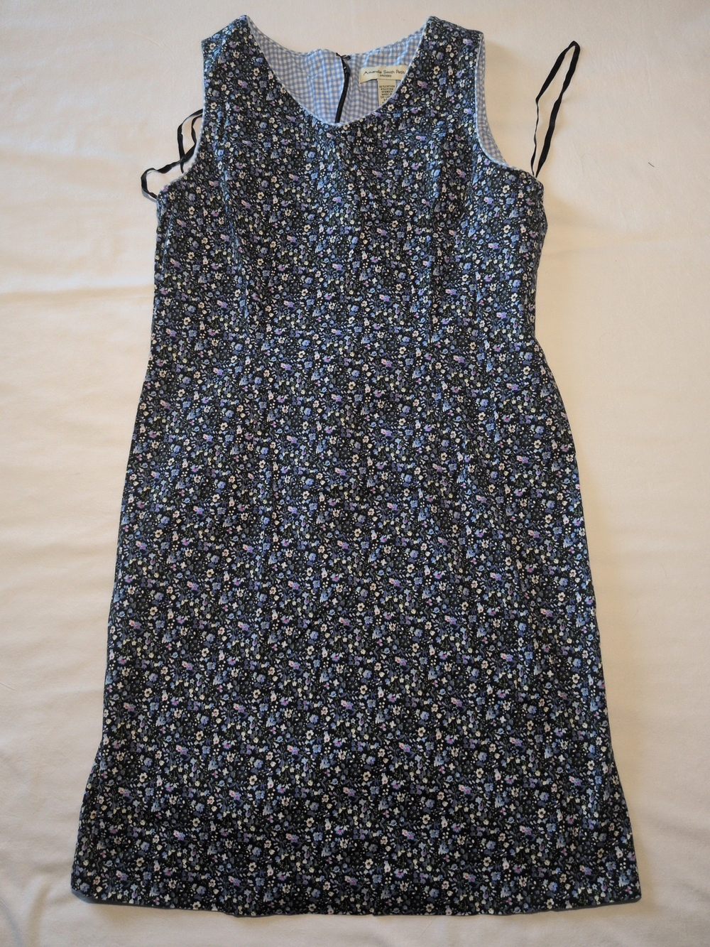 Amanda Smith Black Sleeveless Midi Dress with Lavender Floral Print 14P